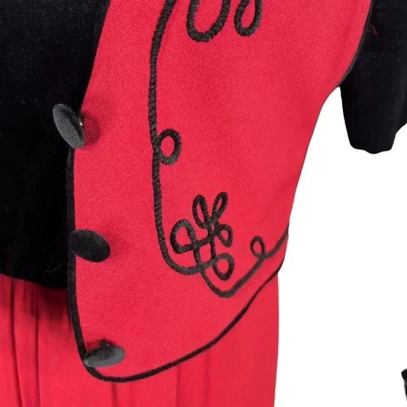 Vintage JBS Ltd Dress Size 12 Red Vest Skirt & Black Velvet Top Holiday Prairie - Picture 7 of 16